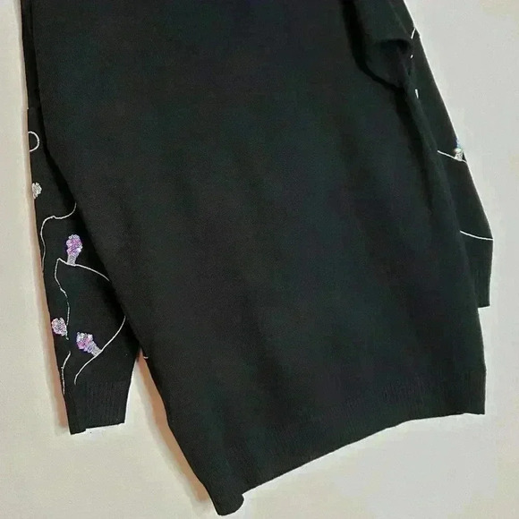 Tipsy Elves Oversized Black Sweater Dress Iridescent Sequin Christmas Lights XS - Picture 13 of 16